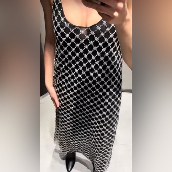 NWT Zara Chic Beaded Jewel Midi Dress - Picture 17 of 17